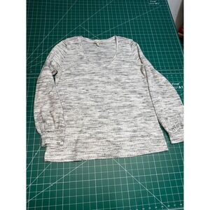 Express One Eleven Womens Grey Space Dye Waffle Knit V-Neck Thermal Top Large
